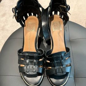 Black wedge sandals size 8